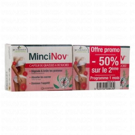 LES 3 CHÊNES MinciNov - Capteur de graisses et de sucres lot de 2 x 60 comprimés
