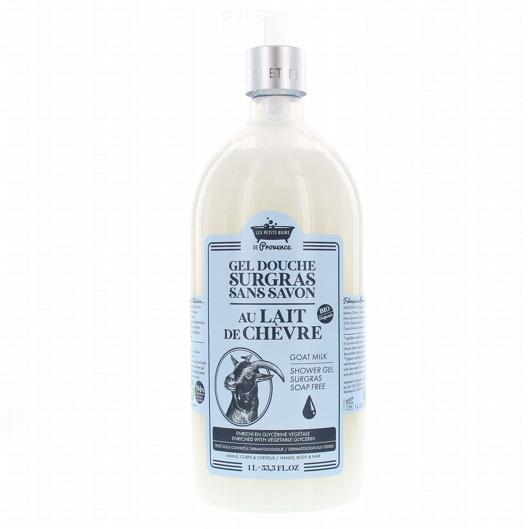 LES PETITS BAINS DE PROVENCE Gel douche surgras sans savon au lait de  chèvre 1L