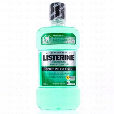 LISTERINE Bain de bouche protection dents et gencives gout plus léger flacon 500ml