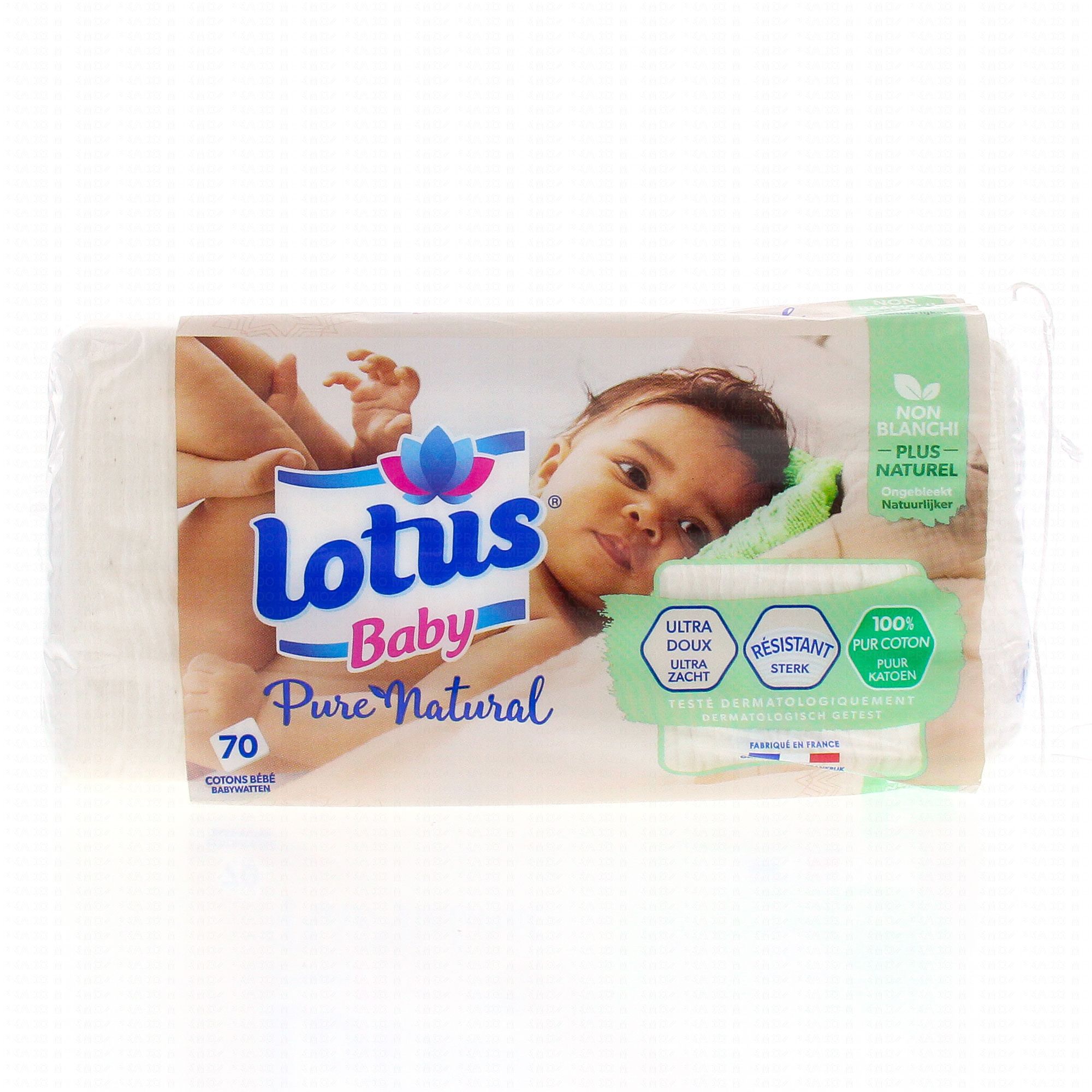 paquet de 70 cotons Lotus Baby Pure Natural Coton bébé