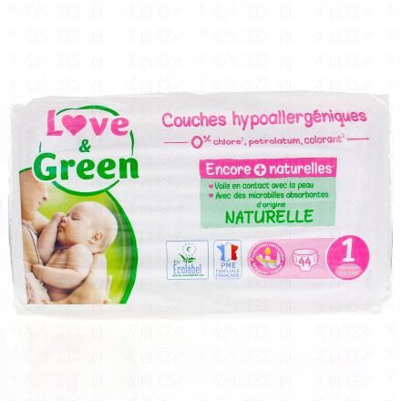 LOVE&GREEN Couches hypoallergéniques (taille 1 - 2à5kg x44 couches)
