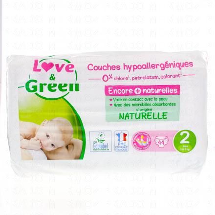 LOVE&GREEN Couches hypoallergéniques taille 2 - 3à6kg x44 couches 4