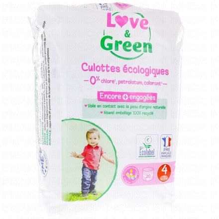 LOVE&GREEN Couches-Culottes Écologiques (taille 4 maxi - 8à15 kg x16 couches)