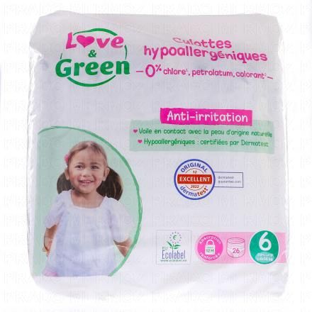 LOVE&GREEN Couches Culottes hypoallergéniques taille 6 - +16kg x26 couches 2