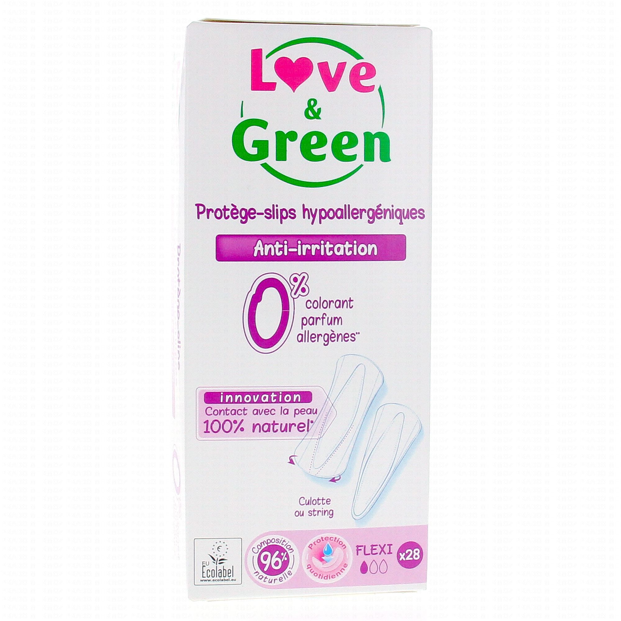 LOVE&GREEN Protège-slips hypoallergéniques Anti-irritation x28 -  Parapharmacie Prado Mermoz