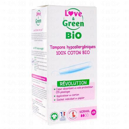 LOVE & GREEN Révolution - Tampons hypoallergéniques flux normal (16 tampons avec applicateur)