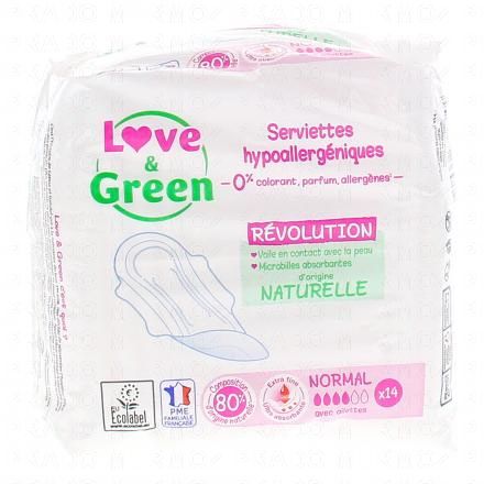 LOVE&GREEN Serviettes Hypoallergéniques Normal x 14