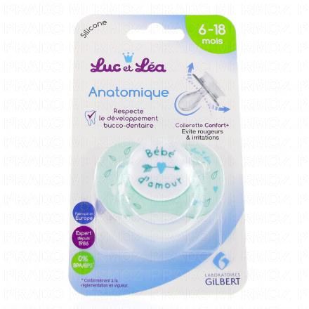 LUC ET LEA Sucette Silicone Anatomique ''Bébé d'amour'' 6-18 mois