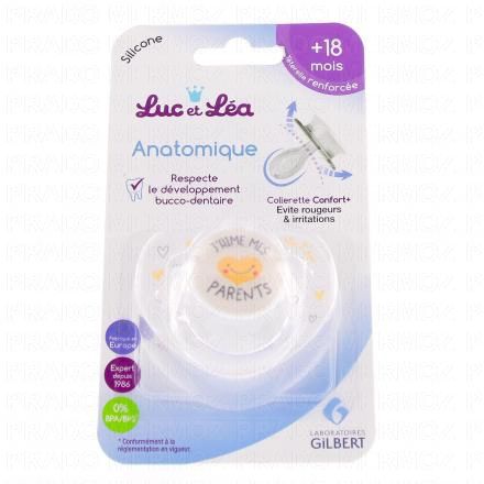 LUC ET LEA Sucette Silicone Anatomique "J'aime mes parents" +18mois