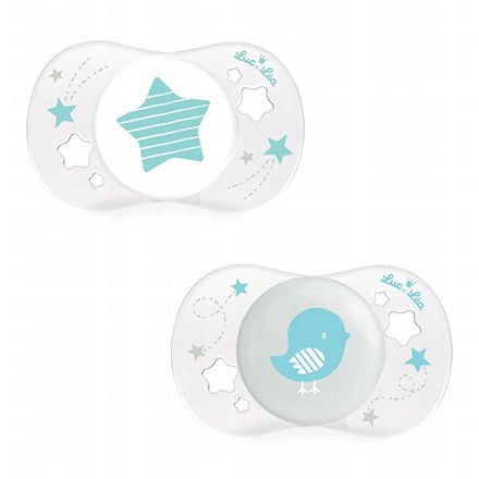 LUC ET LEA Sucette silicone symétrique 0-2mois Etoile / Oiseau