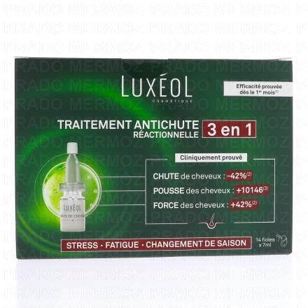 LUXÉOL Coffret Traitement Antichute Réactionnelle 3 en 1 x14 fioles de 7 mL