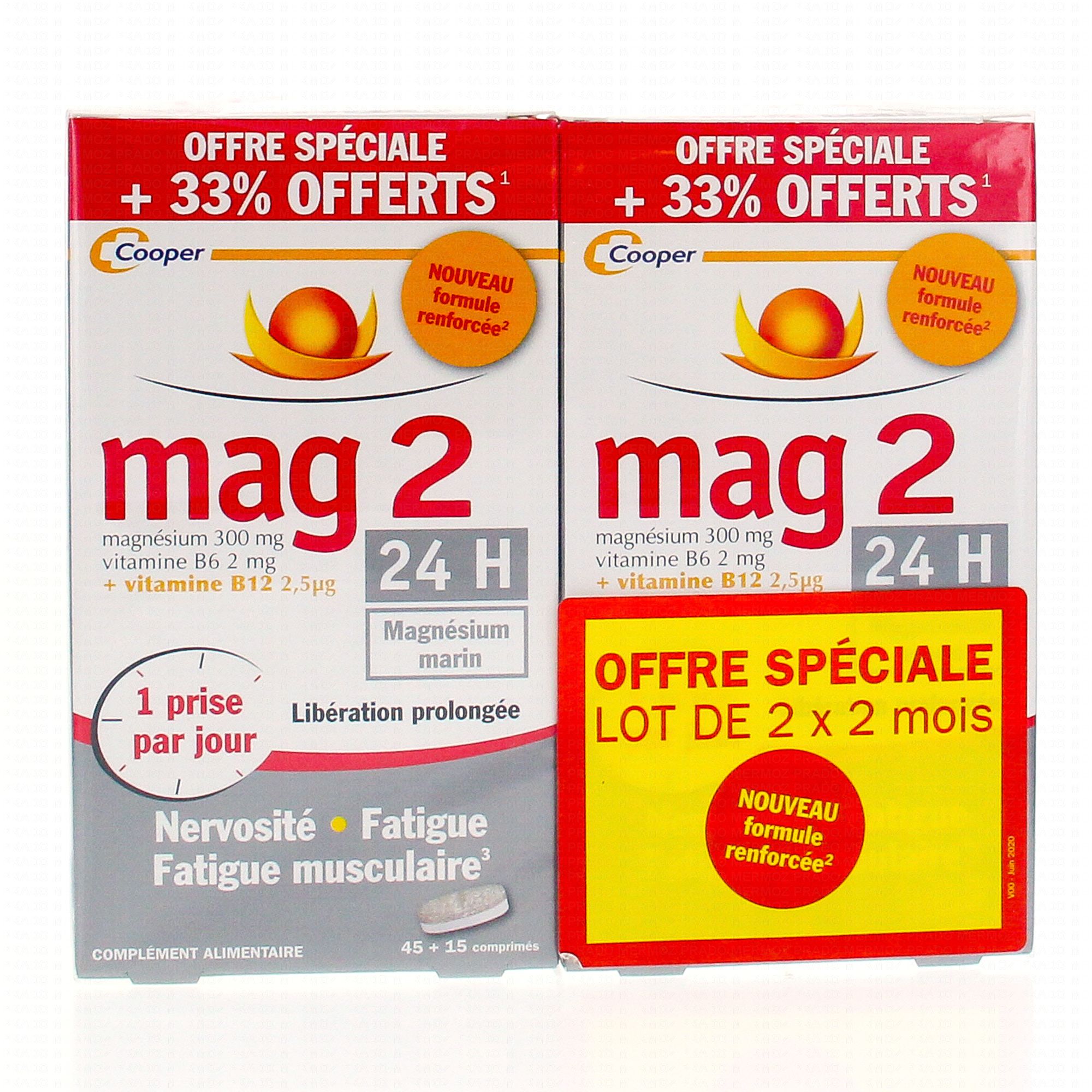 MAG 2 24h Magnésium Marins + B6 + B12 lot de 2 Parapharmacie Prado Mermoz