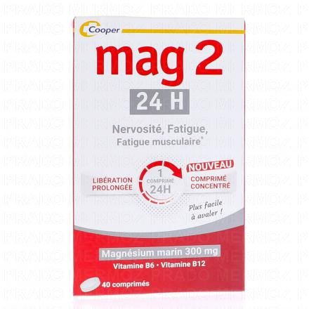 MAG2 24H Magnésium marin 300mg + B6 + B12 x40 comprimés
