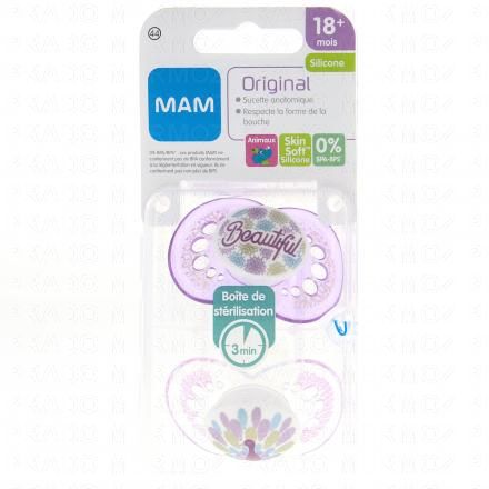 Original - Duo sucettes +18 mois anatomiques animaux silicone
