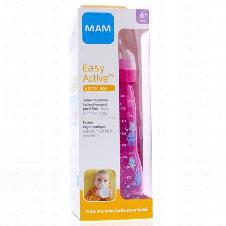 MAM Easy Active - Biberon 2ème âge 330ml (rose pieuvre)