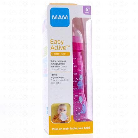 MAM Easy Active biberon 2ème âge (rose pieuvre)