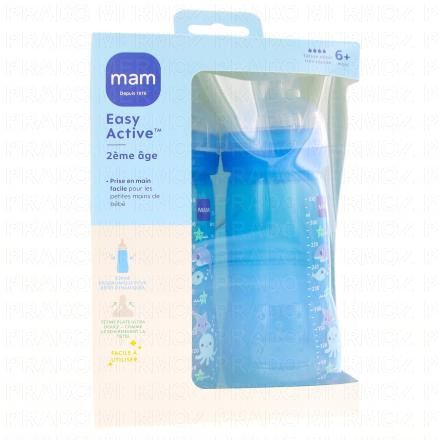 MAM Easy Active - Biberon 2ème âge 330ml (turquoise x2)