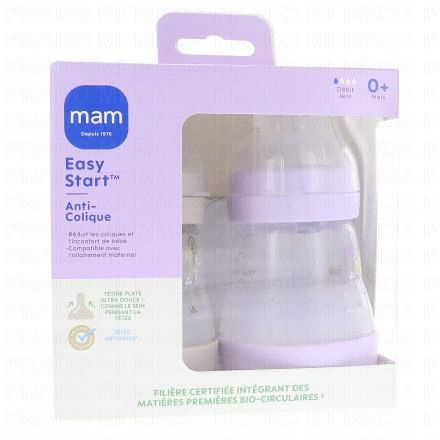 MAM Easy Start Anti-Colique biberon débit 1 160ml (lot de 2 lilas et sable)