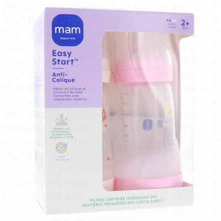 MAM Easy Start Anti-Colique biberon débit 2 260ml lot de 2 rose et sable
