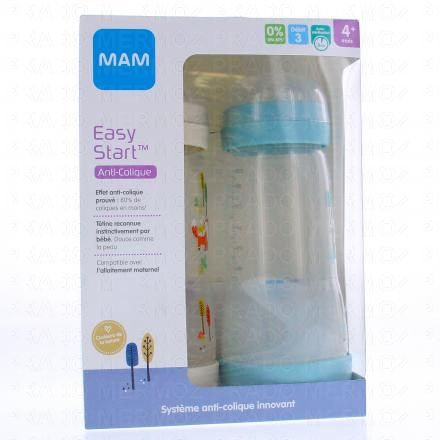 MAM Easy Start Anti-Colique biberon débit 3 320ml (lot de 2 bleu)