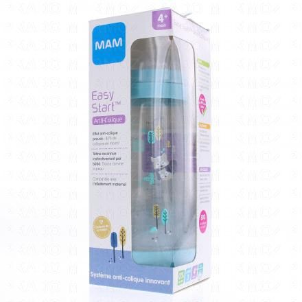 MAM Easy Start Anti-Colique biberon débit 3 320ml (bleu couleur de la nature)