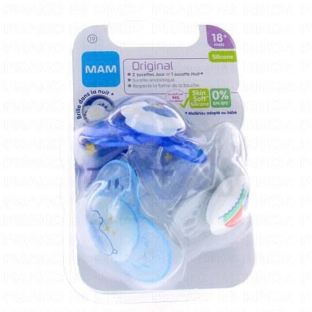 Original - Sucettes +18 mois jour et nuit bleu