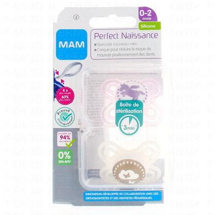MAM Sucettes 0-2 mois perfect silicone (rose clair / blanc)