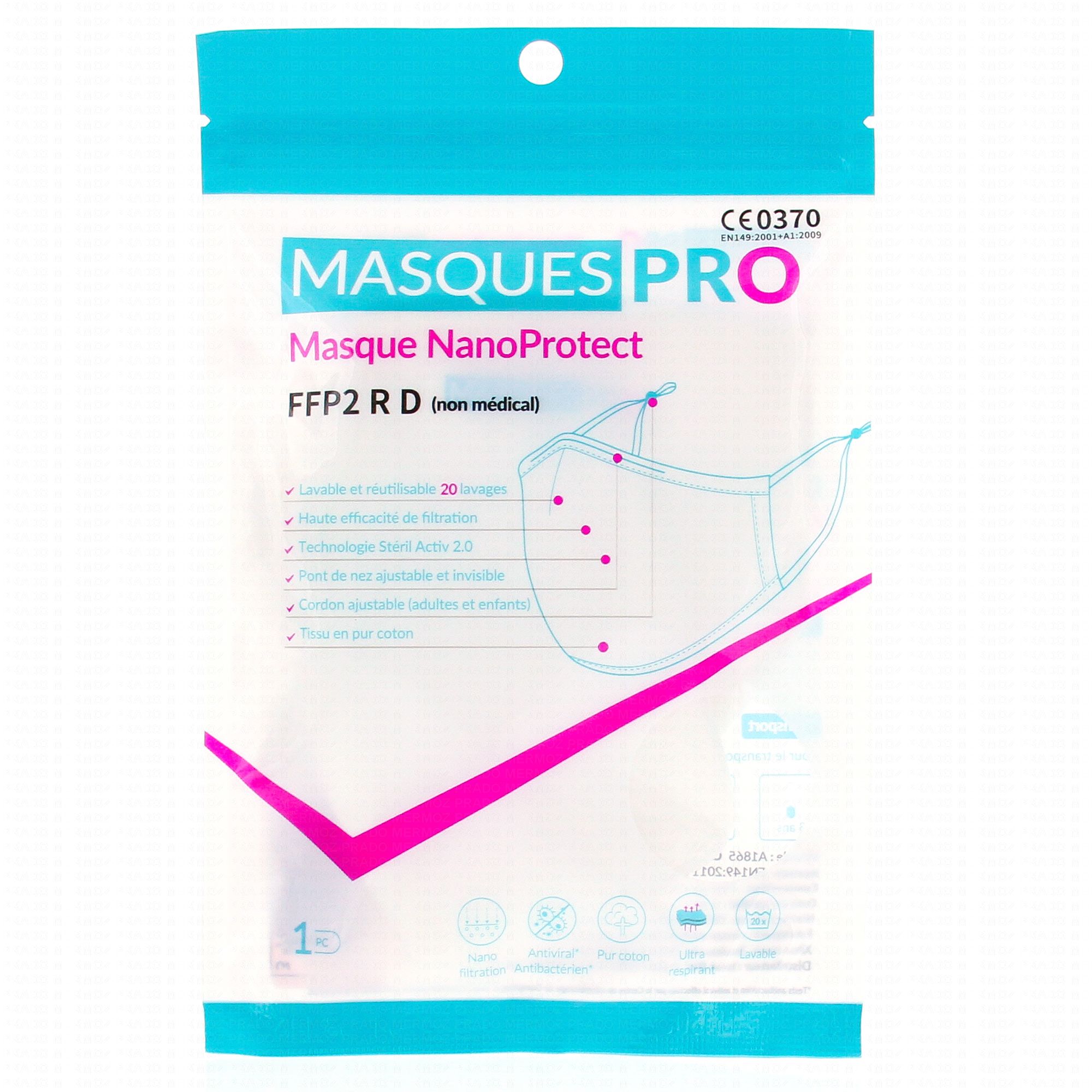 MASQUE NANOPROTECT ffp2 R D (non médical) Masques Pro 