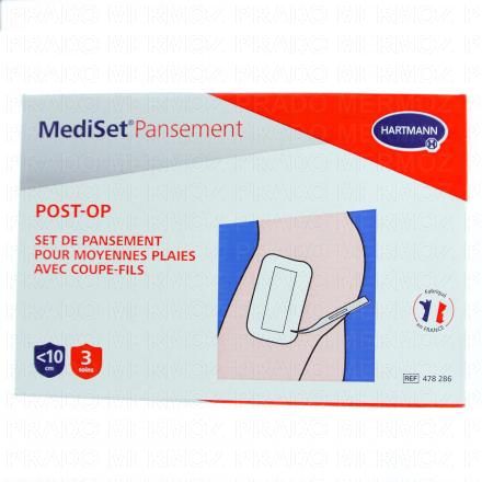 MEDISET PANSEMENT Post-Op Set de Pansement pour moyennes plaies avec coupe-fils 3