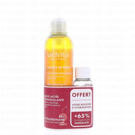 MELVITA Source de roses - Huile lactée démaquillant (flacon 145ml + eau extraordinaire 30ml offerte)