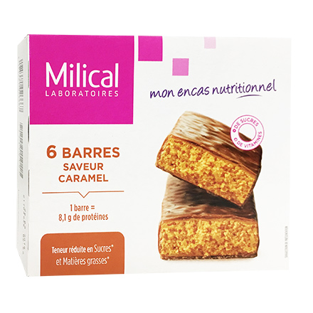 MILICAL Barres minceur hyperprotéinées goût caramel x 6