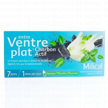 MILICAL Extra ventre plat charbon actif saveur menthe poivrée 7x10ml