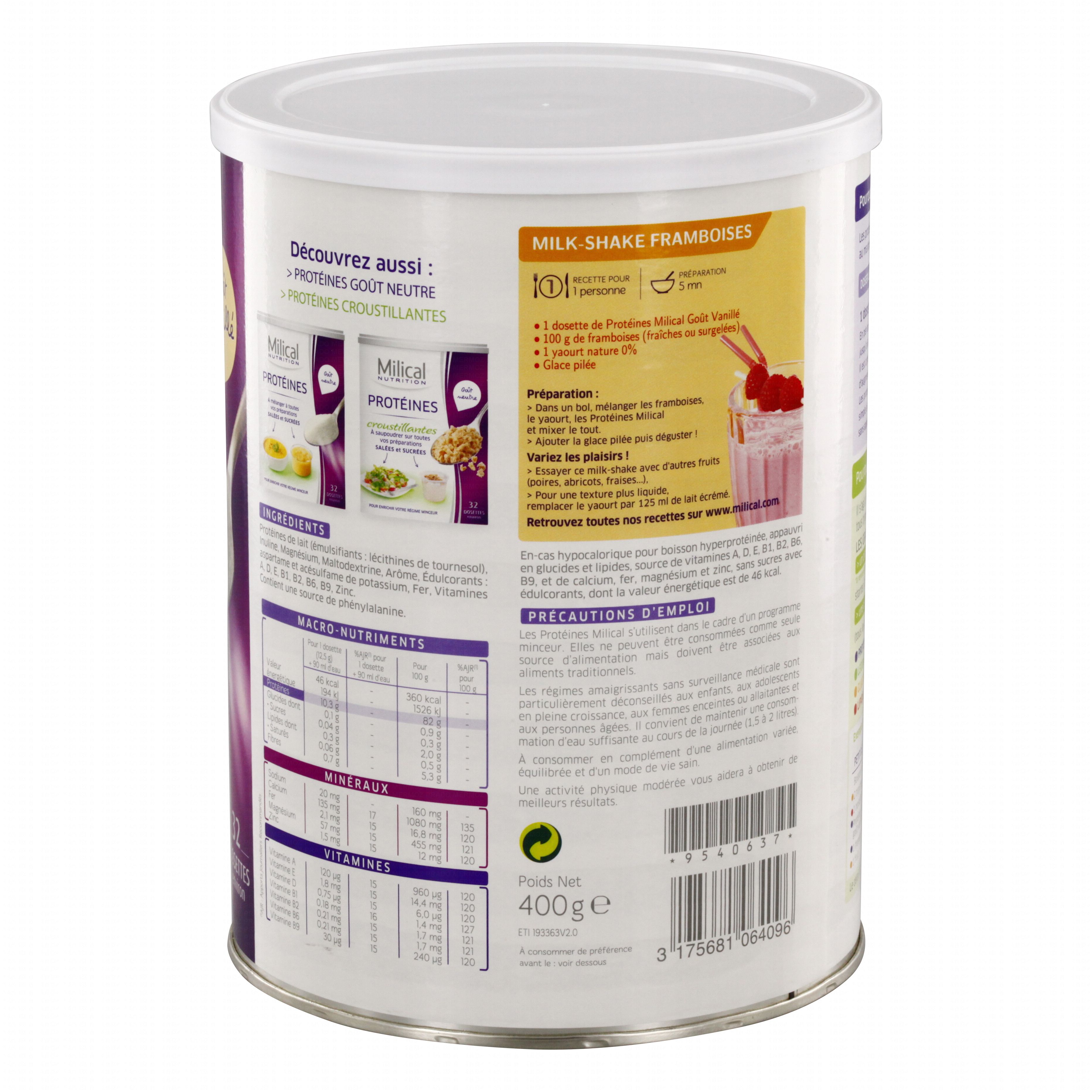 MILICAL Protéines gout vanillé 400g - Parapharmacie en ...