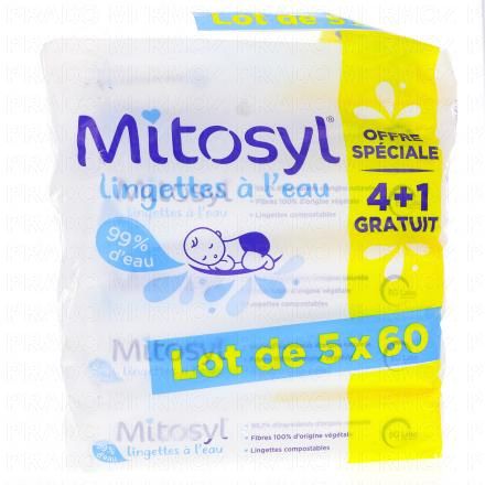 Lingettes à l'eau 5 paquets de 60 lingettes 5