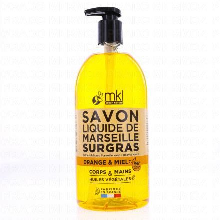Savon Liquide de Marseille Surgras Orange Miel 1L 3