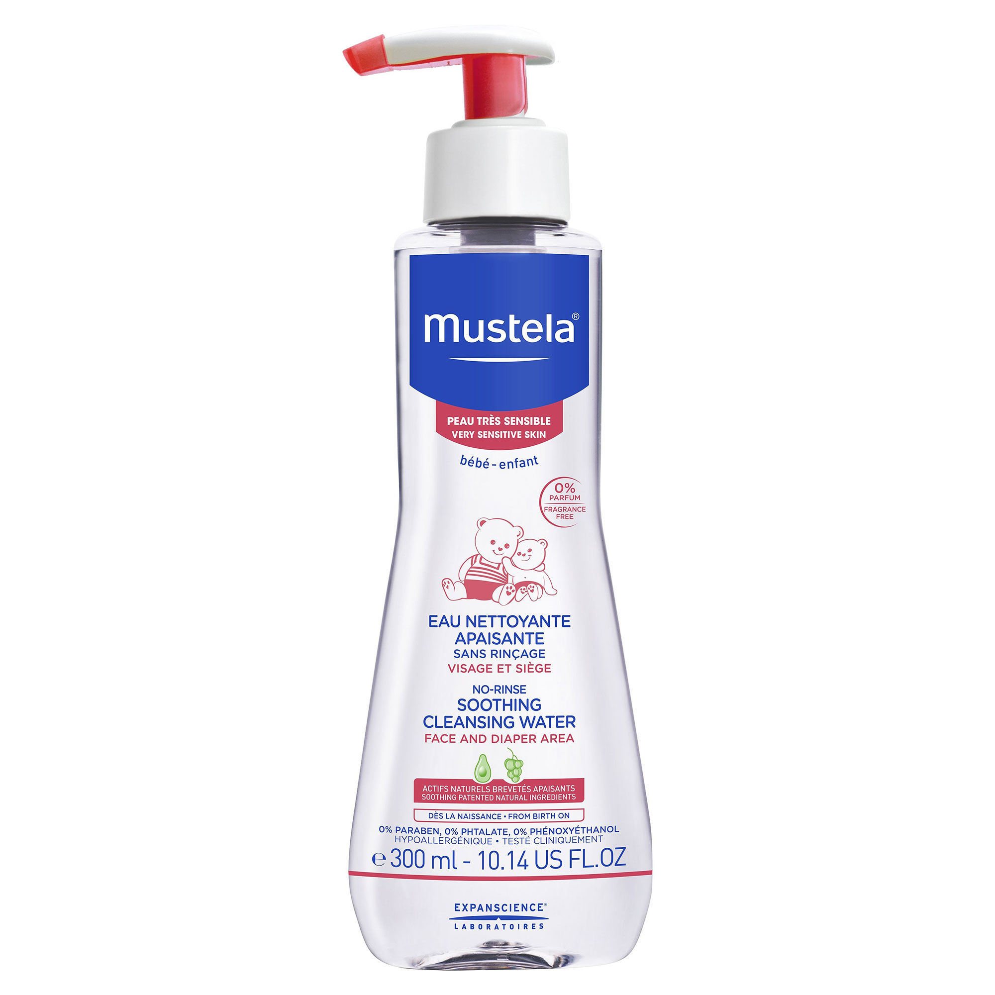 Mustela Bébé Peau Très Sensible Eau Nettoyante Apaisante Flacon Pompe 300ml