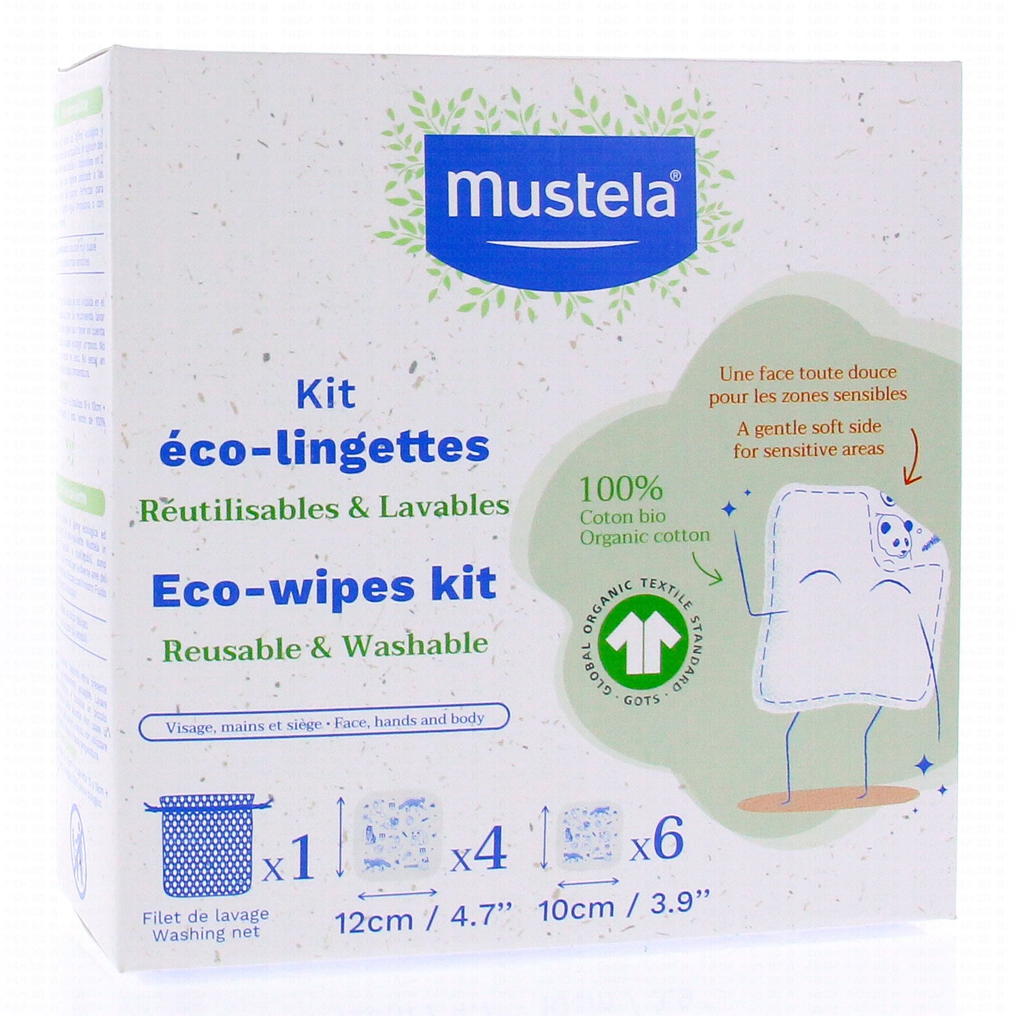 MUSTELA Kit éco-lingettes réutilisables et lavables