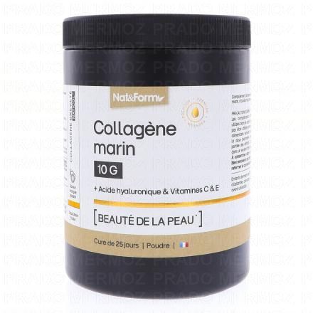 NAT & FORM Collagène marin 10g Beauté de la peau saveur mangue poudre 325g