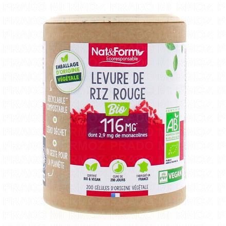 NAT&FORM Levure de Riz Rouge Bio 200 gélules