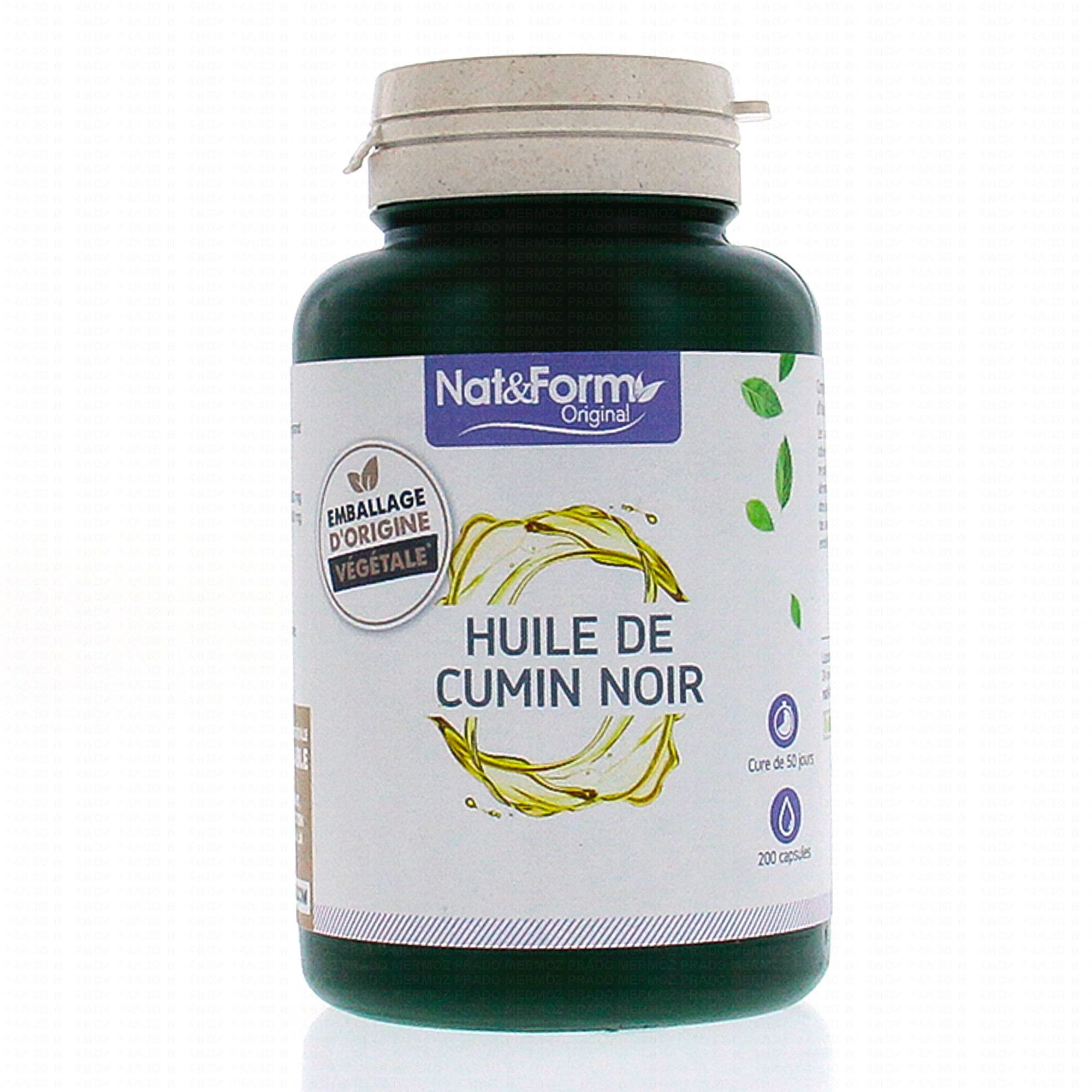 NAT & FORM Original - Huile de cumin noir nigelle 200 gélules -  Parapharmacie Prado Mermoz