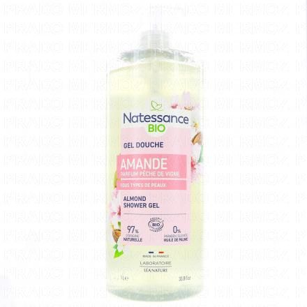 NATESSANCE Gel douche amande parfum pêche de vigne bio (1l)