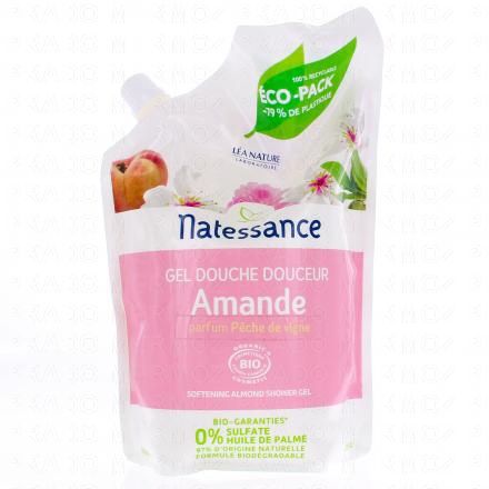 NATESSANCE Gel douche amande parfum pêche de vigne bio eco recharge 650ml