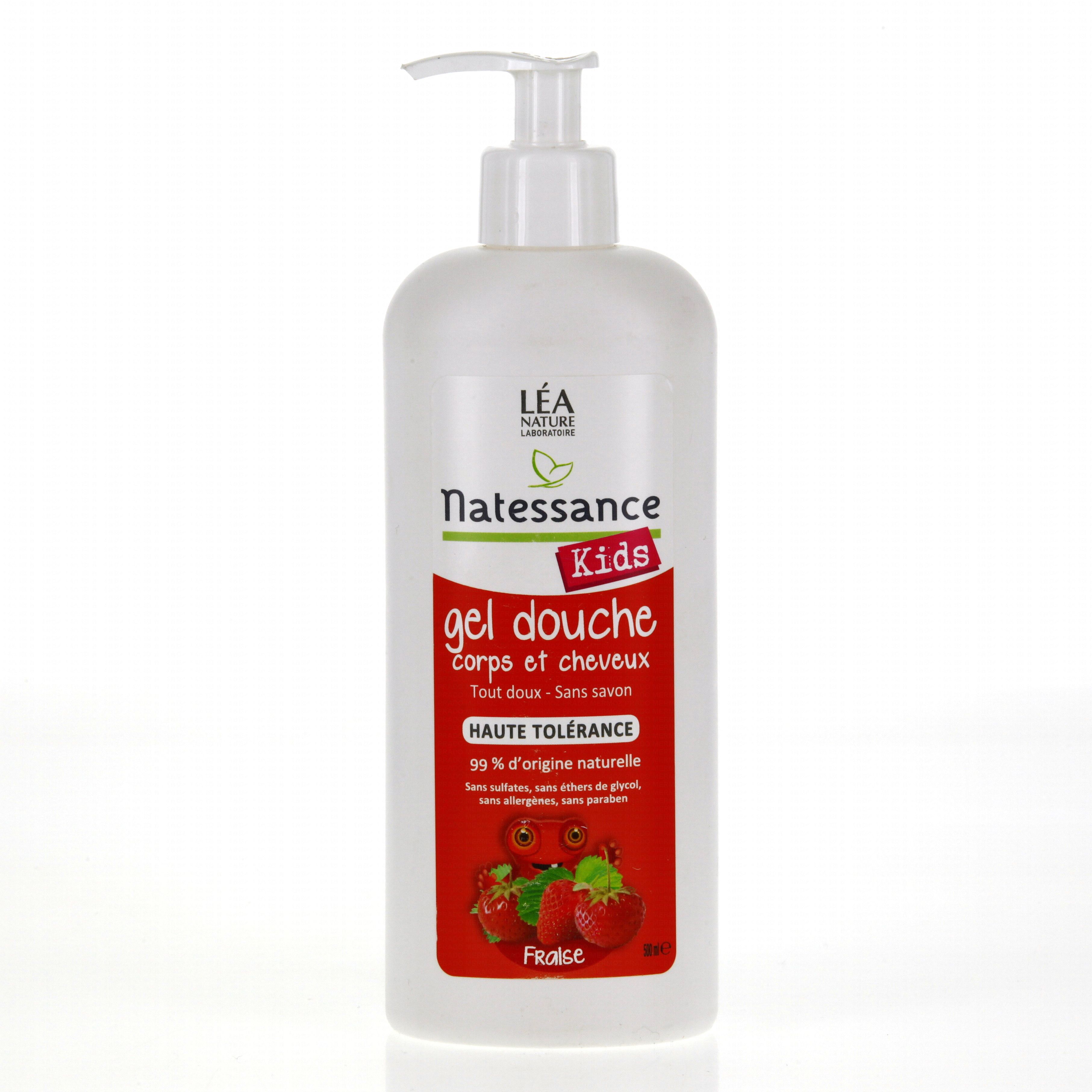 NATESSANCE Gel douche corps et cheveux fraise 500ml Parapharmacie en