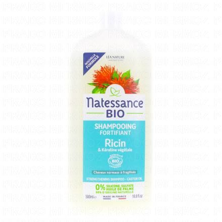 NATESSANCE Shampooing fortifiant Ricin bio et kératine végétale flacon 500ml