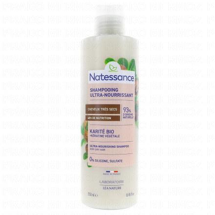 NATESSANCE Shampooing ultra nourrissant karité et kératine végétale flacon 250ml