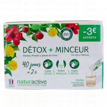 NATURACTIVE Detox + minceur 2 boites de 20 sticks à diluer