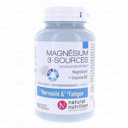 NATURAL NUTRITION Magnésium 3 Sources + B6 90 gélules
