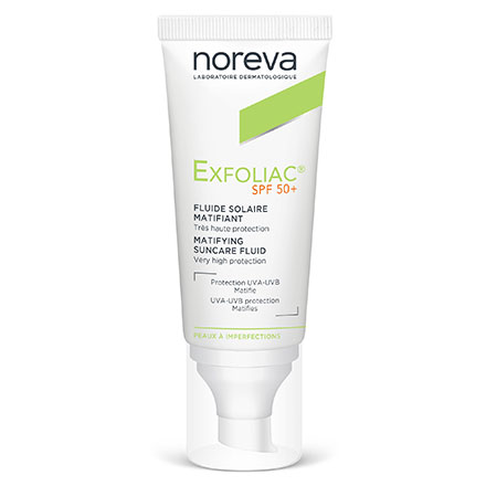 NOREVA Exfoliac fluide solaire matifiant SPF50+