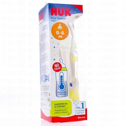 First Choice+ - Biberon 1er âge 0-6mois 300ml spéciale nuit phosphorescent 8h