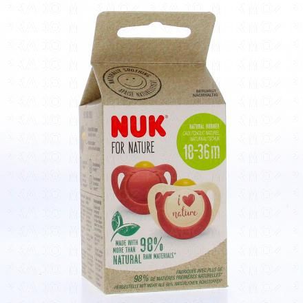 NUK For nature Sucettes rouges x2 18-36 mois (rouge)